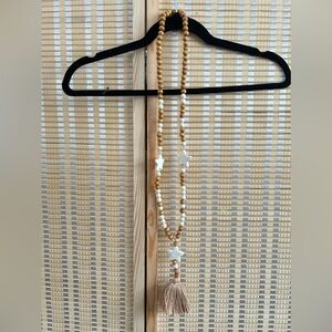 NEW Hand Beaded Tassel Necklace with Star Accents